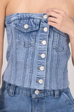 Top Corset Denim Bolsillos