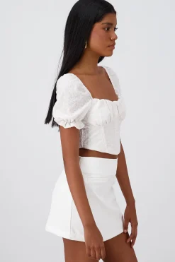 Top corset flores bordadas