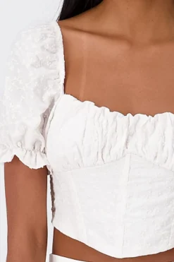 Top corset flores bordadas