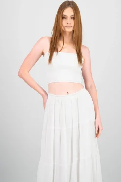 Top corto bandeau smocked