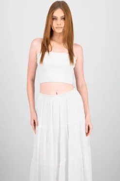 Top corto bandeau smocked