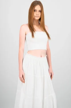 Top corto bandeau smocked