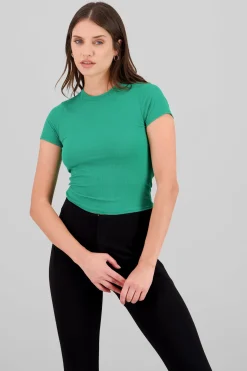 Top corto manga corta cuello redondo