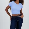 Top corto rib manga corta