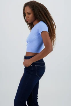 Top corto rib manga corta