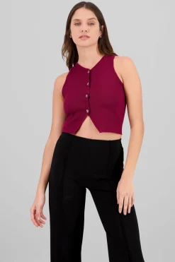 Top corto tejido detalle botones