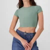 Top crop doble tela manga corta
