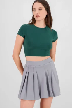 Top crop doble tela manga corta