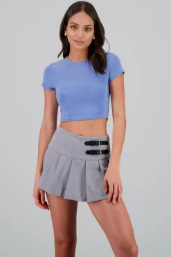 Top crop doble tela manga corta