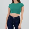 Top crop doble tela manga corta