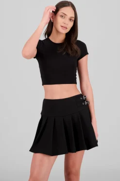 Top crop doble tela manga corta