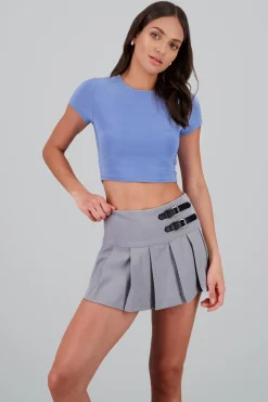 Top crop doble tela manga corta