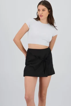 Top crop doble tela manga corta