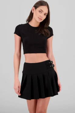 Top crop doble tela manga corta