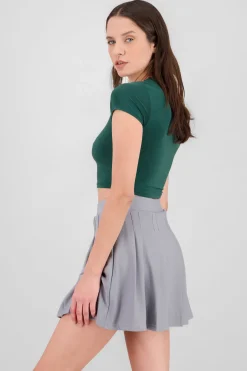 Top crop doble tela manga corta