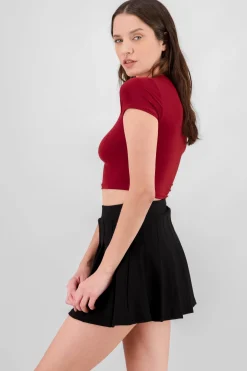 Top crop doble tela manga corta