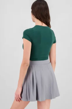 Top crop doble tela manga corta