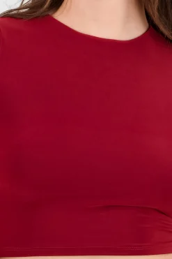 Top crop doble tela manga corta