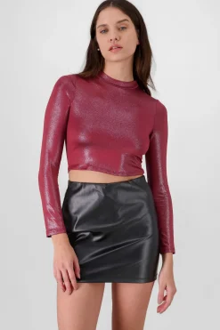 Top crop manga larga detalle brillos