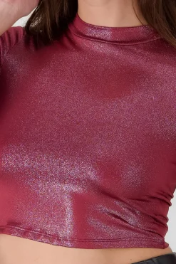 Top crop manga larga detalle brillos