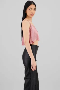 Top Crop Tejido Plisado Tirantes