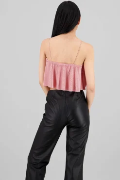 Top Crop Tejido Plisado Tirantes