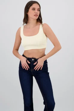 Top crop tirantes escote cuadrado