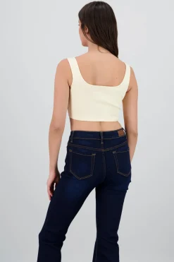 Top crop tirantes escote cuadrado