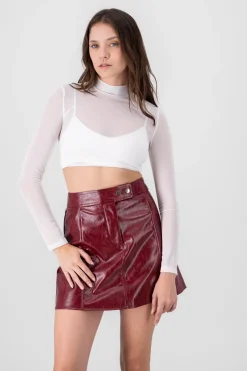 Top cropped de mesh liso