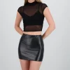 Top cuello alto de mesh liso