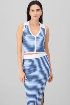 Top cuello polo rayas