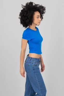 Top de doble tela con manga corta lisa