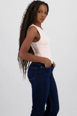 Top de doble tela con tacto suave liso