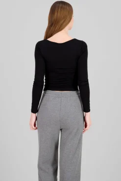 Top doble tela escote cuadrado manga larga