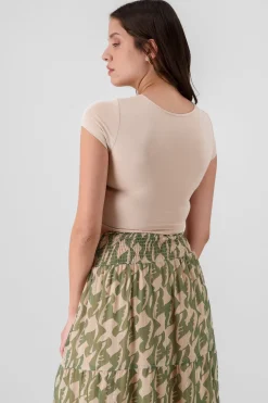 Top doble tela manga corta