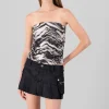 top drapeado estampado animal print