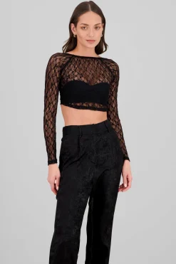 Top encaje manga larga