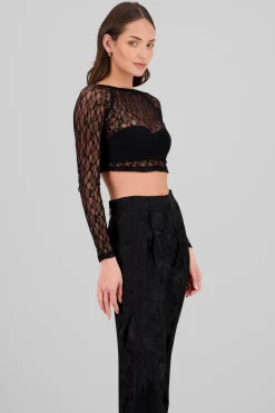 Top encaje manga larga