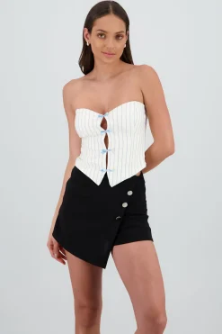 Top escote corazon detalle moños rayas