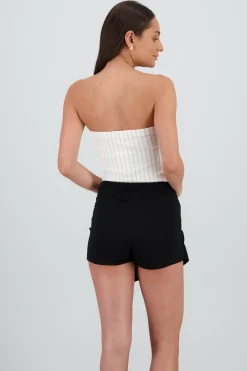 Top escote corazon detalle moños rayas