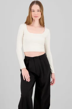 Top escote cuadrado con manga larga