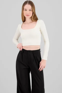 Top escote cuadrado con manga larga