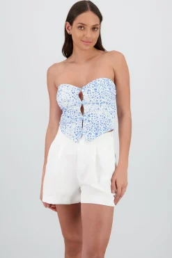 Top flores mini moños