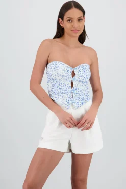 Top flores mini moños