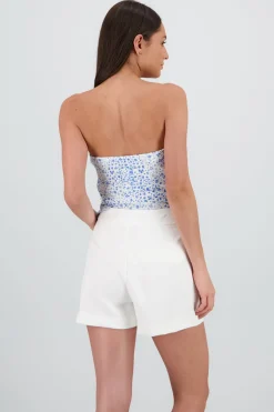 Top flores mini moños