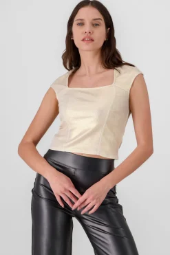 Top foil escote cuadrado