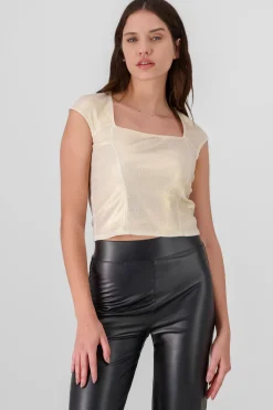 Top foil escote cuadrado