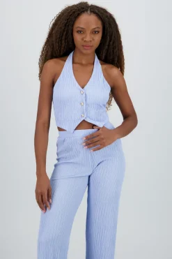 Top halter botones textura