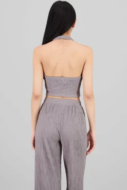 Top halter botones textura