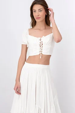 Top Lace Up Plisado
